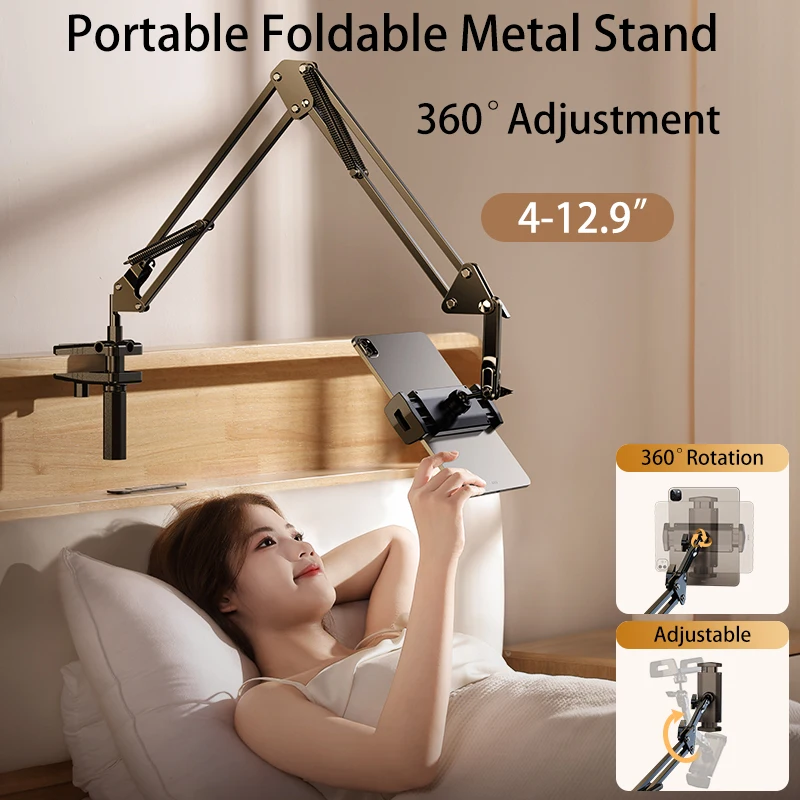 Tablet Stand Holder for Bed Rotatable Phone Stand for 4-12.9