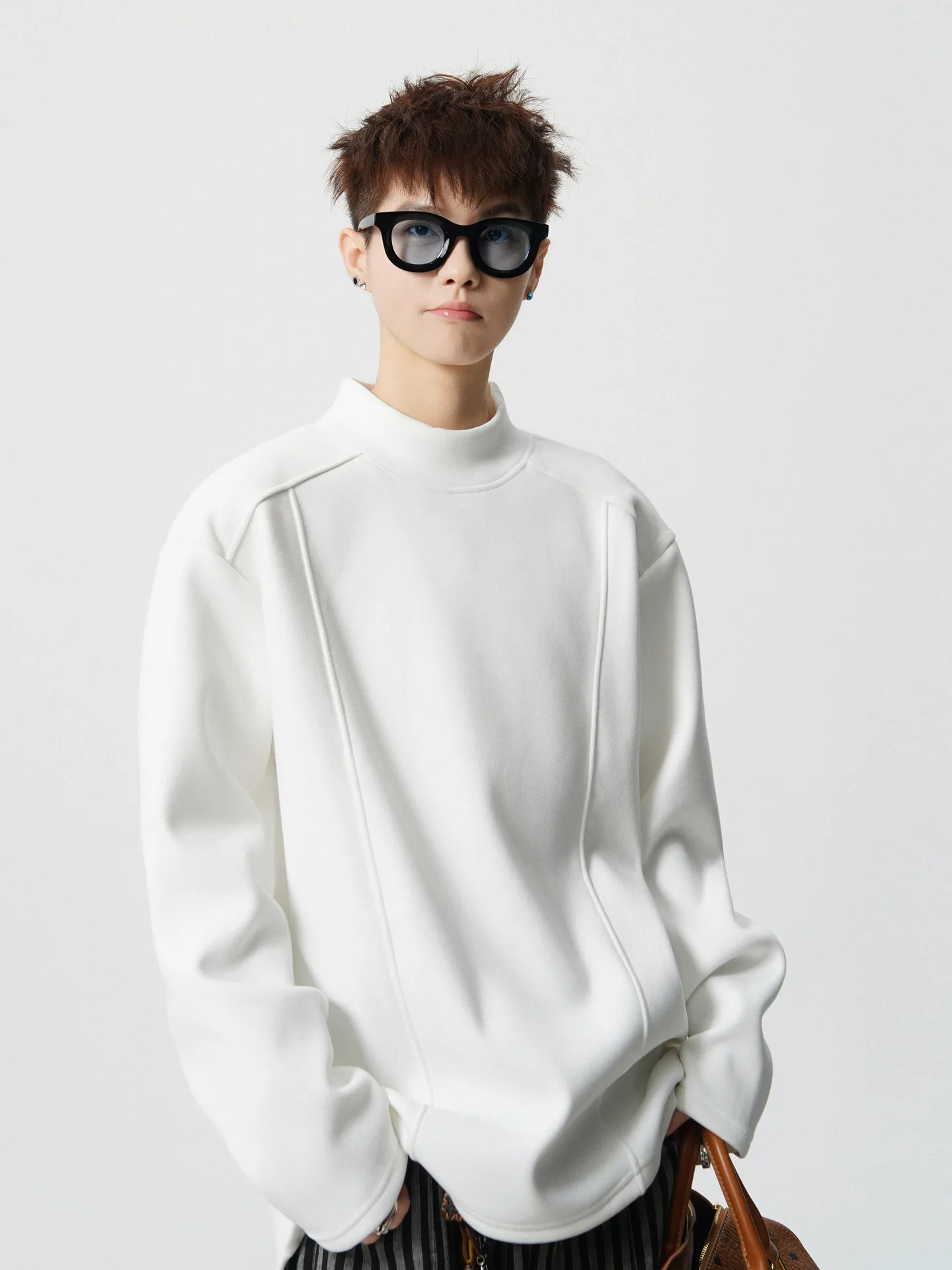 

American Retro Semi-turtleneck German Velvet Long-sleeved T-shirt Men's Trendy Brand Loose Inner Bottom Top