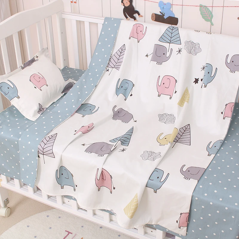 

3 PCS Baby Crib Bedding Set Newborn Cotton Print Bedsheet + Duvet Cover + Pillow Case Baby Bed Set (Can be customized size)