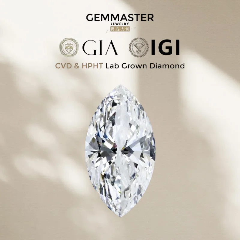 

Marquise Cut lab grown diamond GIA IGI certificate Loose diamond D-E Color VVS-VS Clarity CVD HPHT Jewelry customization