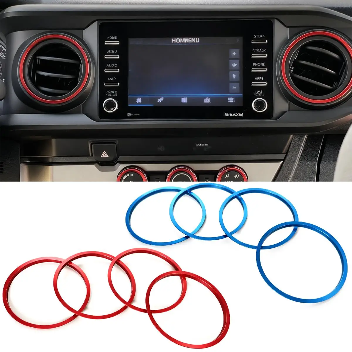 4Pcs/Set Compatible with Toyota Tacoma 2016-2023 AC Vent Decoration Rings Dash Dashboard Air Conditioner Outlet Vent Cover Trim