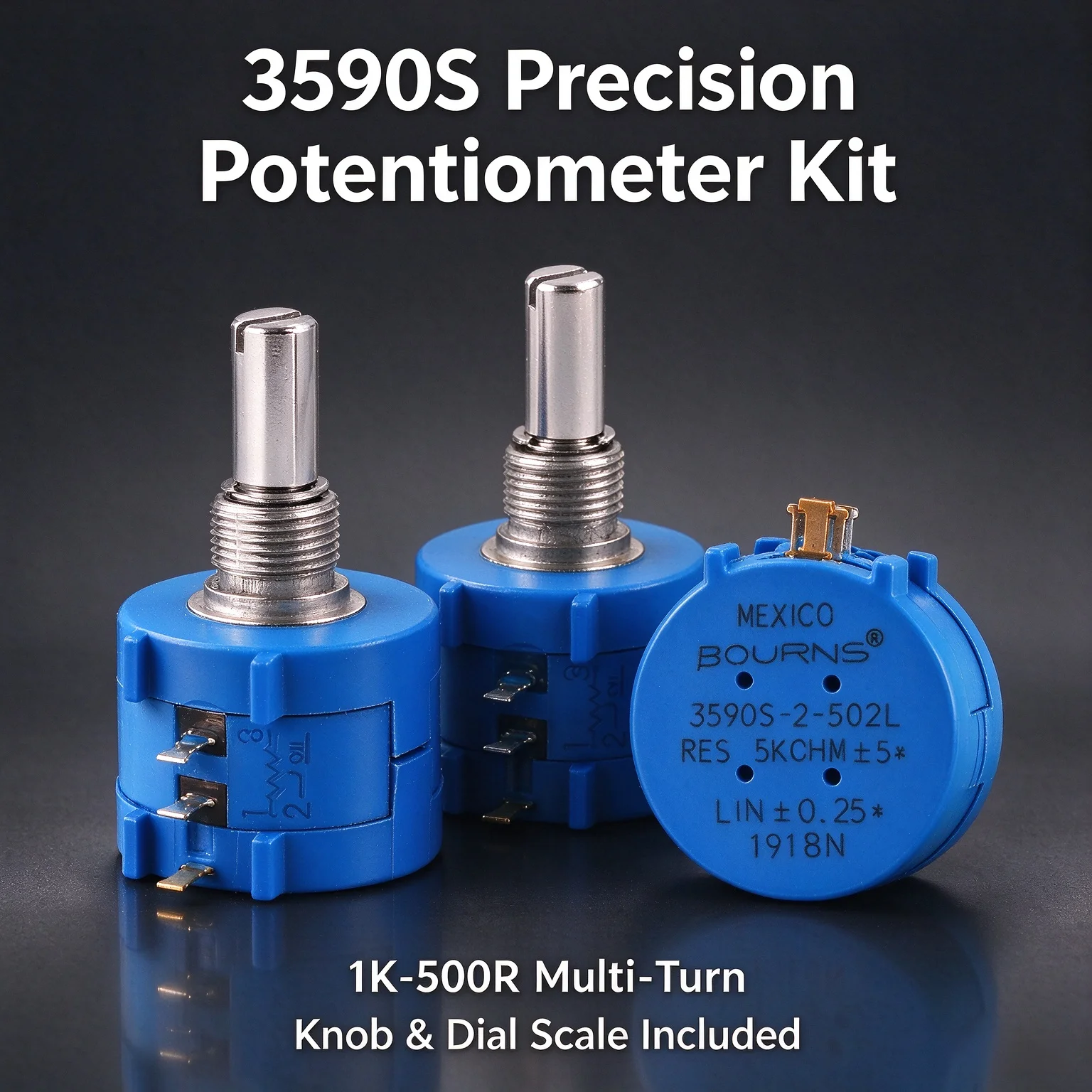 2PCS  3590S-2-103L 103 102 104 503 3590S 10K 1K 100K 50K ohm Precision Multiturn Potentiometer 10 Ring Adjustable Resistor