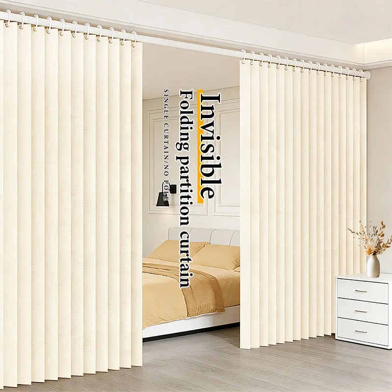 Foldable Room Divider Curtain Privacy Protection Space Partition Hanging Wall Separator with Hooks for Living Room Bedroom Study