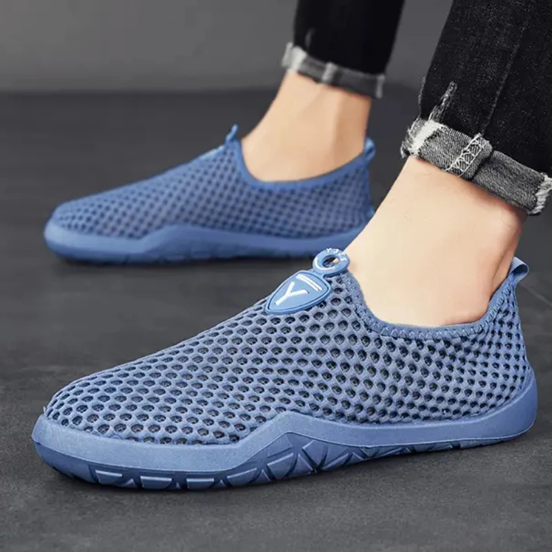 

Summer Men's Shoes Breathable Walking Slip on Loafers Lightweight Solid Colour Round Head Sneakers Sapato Casual Masculino