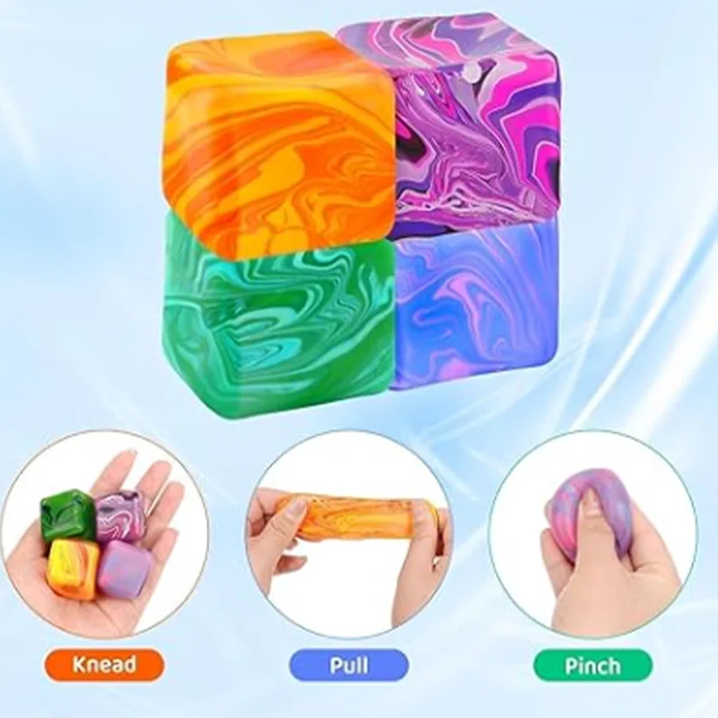  Nice Cube Stress Balls, Squeeze Stress Relief Model Home Room Ornament, Hand Exercise Stress Balls for Autism Anxiety Relief