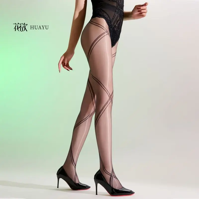 Men and women bandage shiny thin stocking with a wrap-around design that visually slims beautifies legs, silky smooth pantyhose