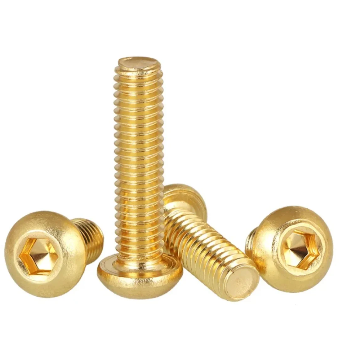 M2 M2.5 M3 M4 M5 M6  Brass Button Head Hexagon Socket Screw Brass Cap Screws Allen Key Bolts
