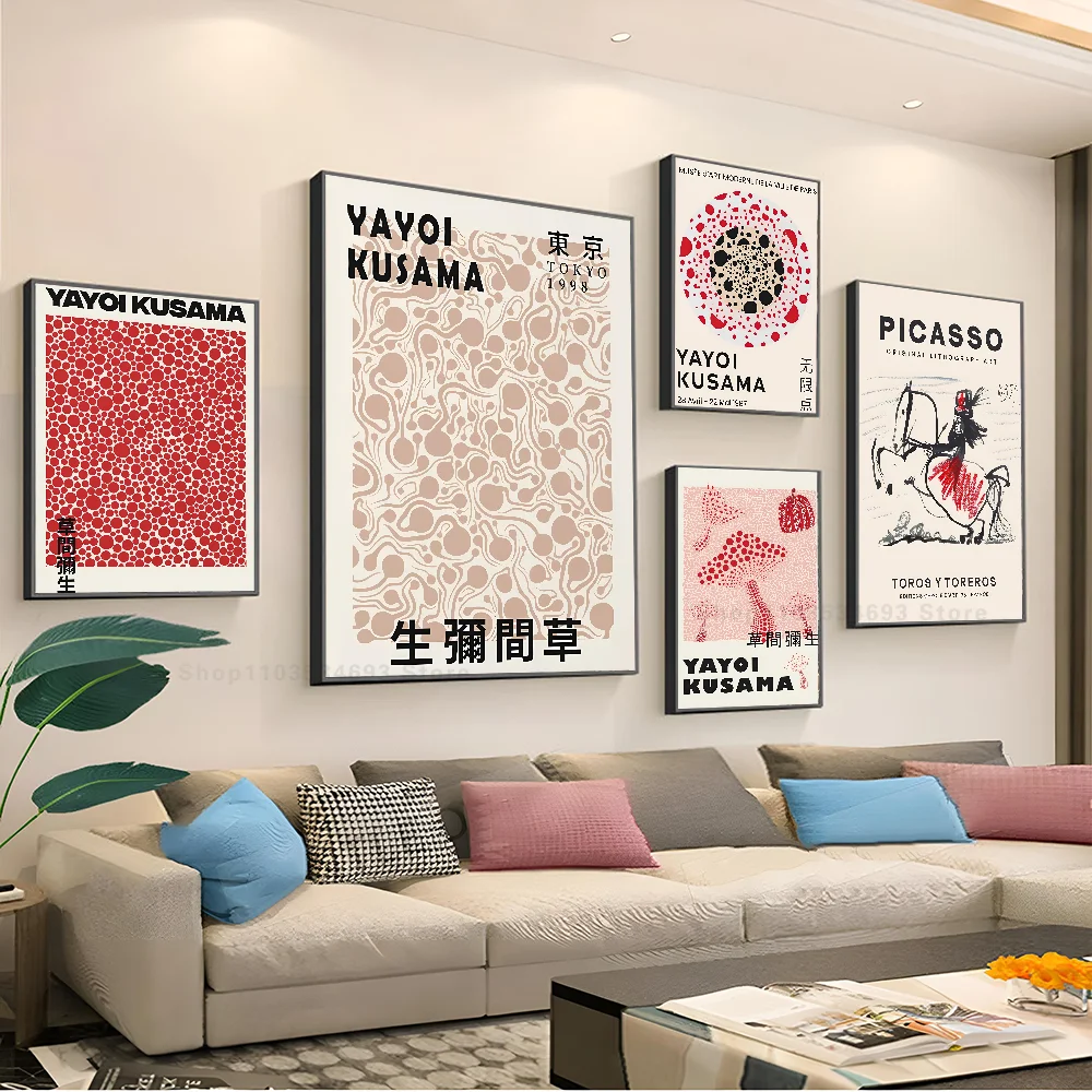 1pc Abstract Picasso Yayoi Kusama Pumpkin Nordic Poster Stickers Art Wall Murals Decor Game