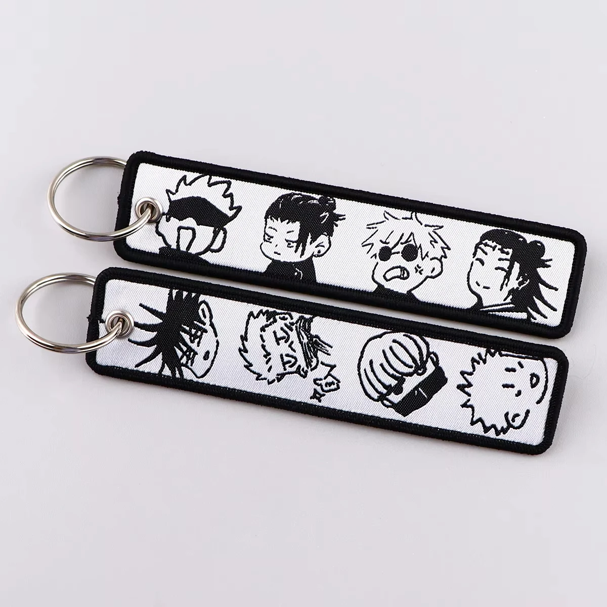 Anime Satoru Gojo Geto Suguru Stickerei-Schlüsselanhänger Japanischer Manga Schlüsselanhänger Schlüsselring Rucksack-Chaveiro