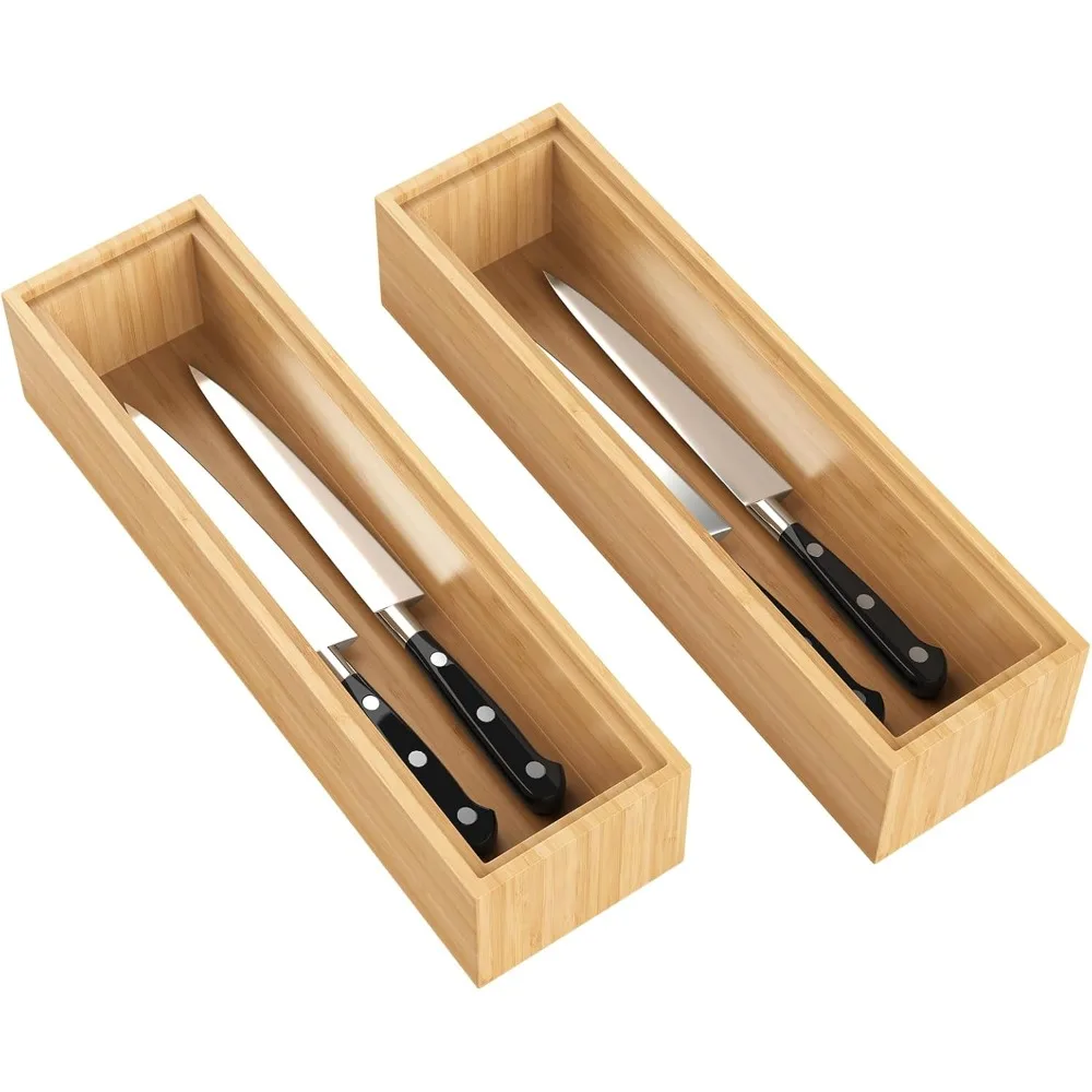 

Bamboo drawer storage box, 2 stackable storage boxes, suitable for wooden pallets in kitchens, bathrooms, and bedrooms