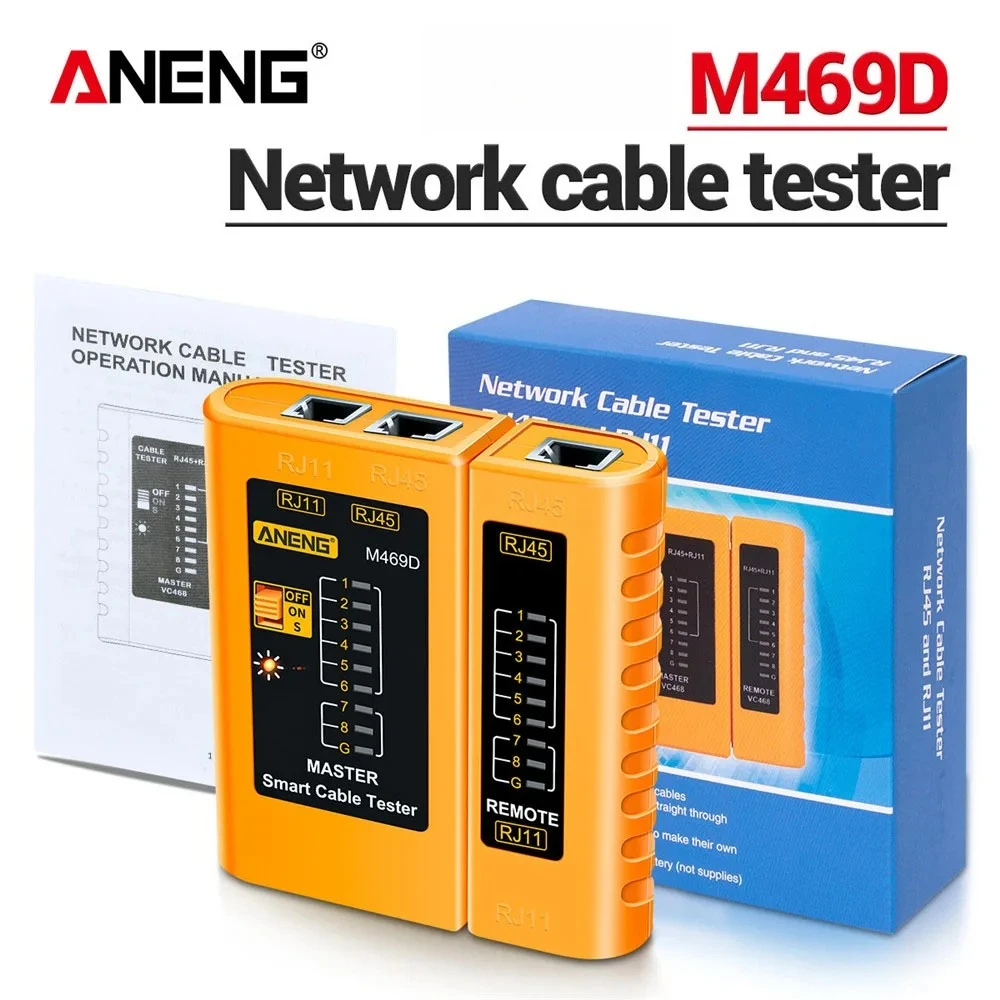Network Repair CAT5 UTP LAN Cable Tester Cable lan tester ANENG M469D Tester RJ45 RJ11 RJ12 Network Cable Networking Tool