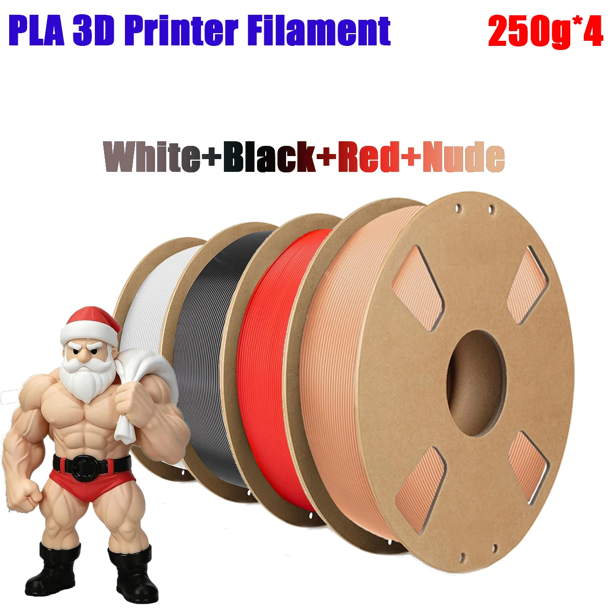 

PLA 3D Filament, 200g/250g/500g/1000g spool,1.75mm±0.03mm, 4 colors: black/white/nude/red