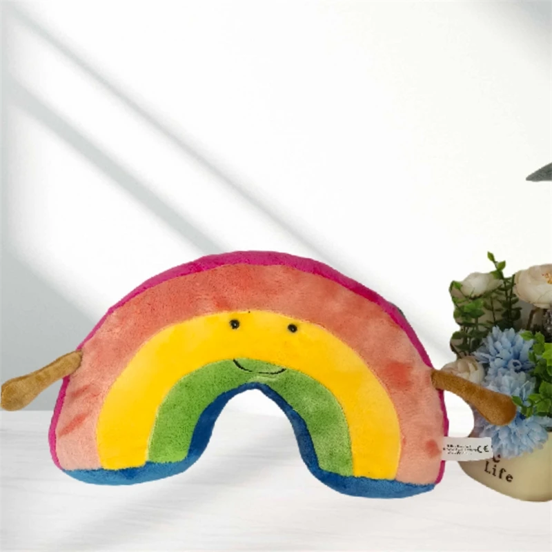 Cute Rainbow Plush Toy Soft Stuffed Animal Pillow Cute Cozy Gift For Kids Teens Women Nursery Bedroom Party Centerpiece