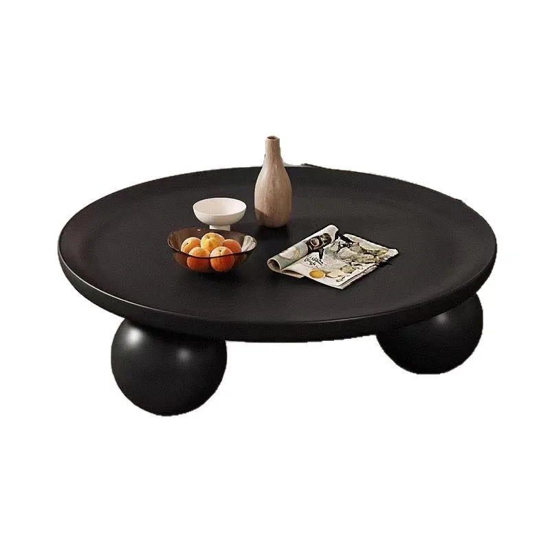Black & White Creative Coffee Table, Modern Round Sofa Side Table, Multifunctional Snack Table for Hotel Homestay