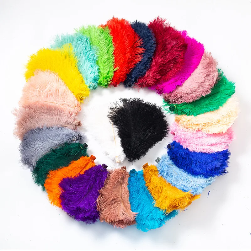 50PCS 40-45CM Dyed Ostrich Wings Feathers Assorted Colors Ostrich Plumes For Wedding Birthday Christmas Home Vases Decorations