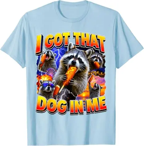 Ich habe diesen Hund in mir, ein Waschbär frisst einen Corn Dog, Bootleg, Vaterwitz, T-Shirt, Y2k, Food Art, Hotdog-Liebhaber, Grafikbekleidung, Damen, Herren, Neuheit – Detail 15