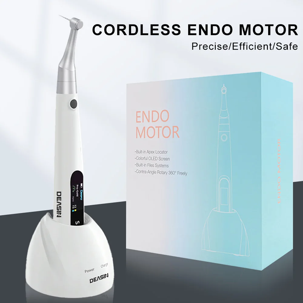 

2 IN 1 Dental Wireless Endomotor With Built-in Apex Locator Cordless Endodontic Motor with 1:1 Contra Angle Dentistry Equipment