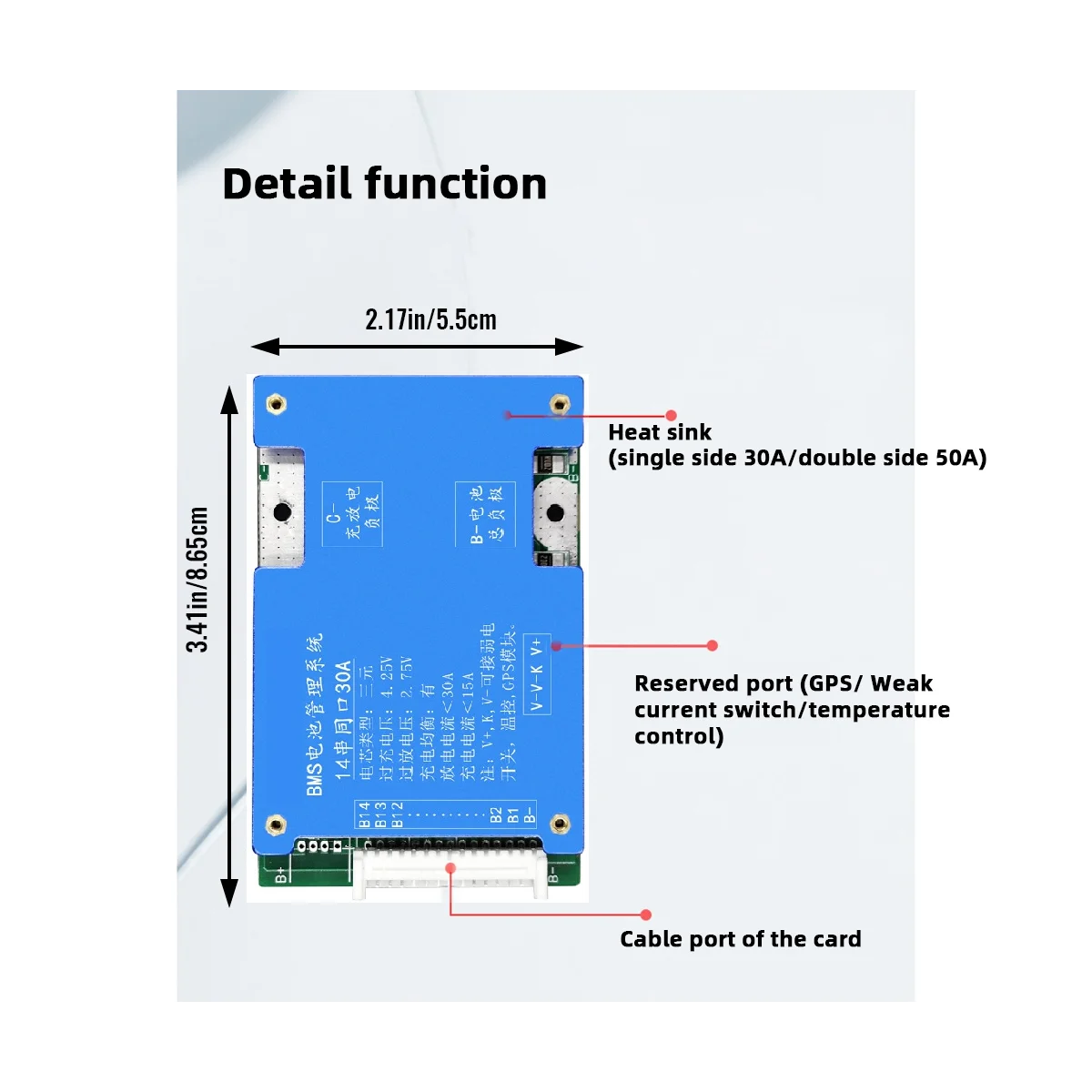 14S 50A Ternary Lithium Battery Protection Board 52V Charge and Discharge with Voltage Balance Bms Function for E-Bike