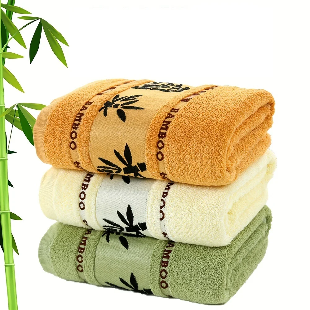 Cotton bamboo fiber embroidered towel, absorbent and quick drying, super soft and lightweight, essential for home and bathroom