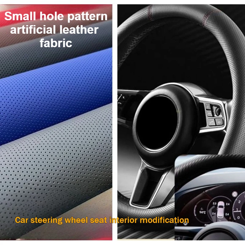 

Ткань из искусственной кожи с маленькими отверстиями по метрам для рулевого колеса, салона автомобиля, ремонт мебели, ткань для шитья своими руками, черная
