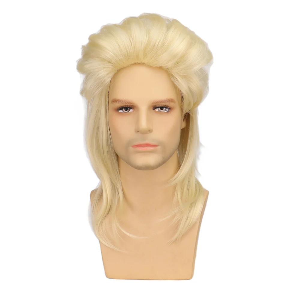 WHIMSICAL W Synthetic Hair Mullet Wigs for Men 70s & 80s Costume Party Wigs Retro Cosplay Rocker Disco Fancy Show Wigs view 3