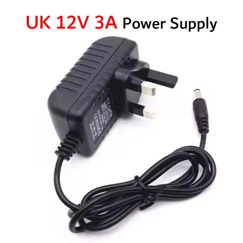 36W UK Plug Power Supply DC 12V 3A Lighting Transformer AC 110V~220V To DC 12 Volt With 2.1mm*5.5mm DC Male Connector For Light