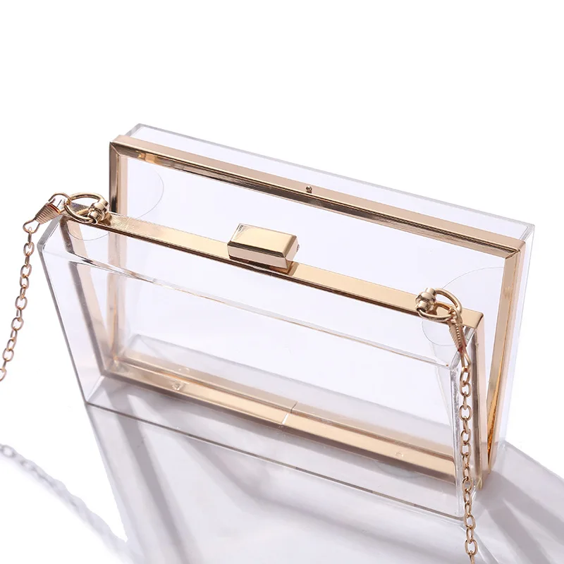 New Acrylic Transparent Women Clutch Bag Chain Luxury Brand Women Messenger Bag Evening Bag Handbag Chain Shoulder Bag