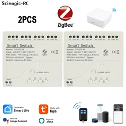 1-2PCS Zigbee Tuya 4CH Smart Home RF Receiver 433MHz Remote Inching Pulse Relay for Alexa Google Home