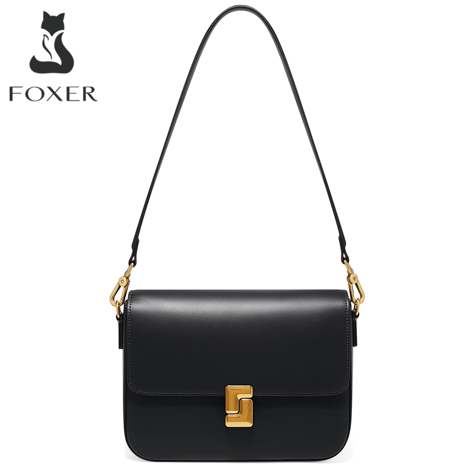 Foxer marca feminina bolsa de ombro couro dividido moda saco quadrado 2025 simples senhora crossbody bolsa festival presente para o amante