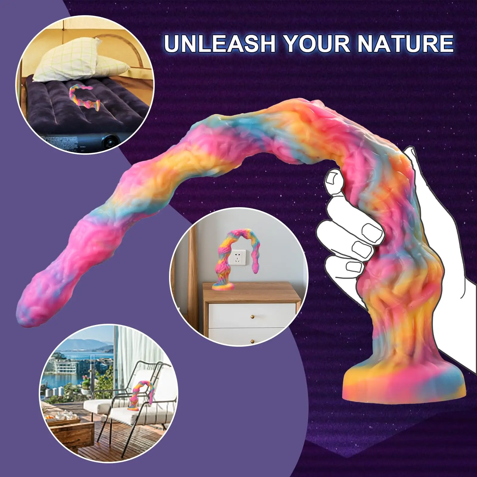 دسار بعقدة وحش طويلة جدًا، سدادة ضخمة من السيليكون مع كوب شفط قوي، دسار شرجي سميك للمثليين