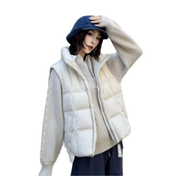 Autumn and Winter Women's Down Vest Windproof Standing Collar High Street Vest