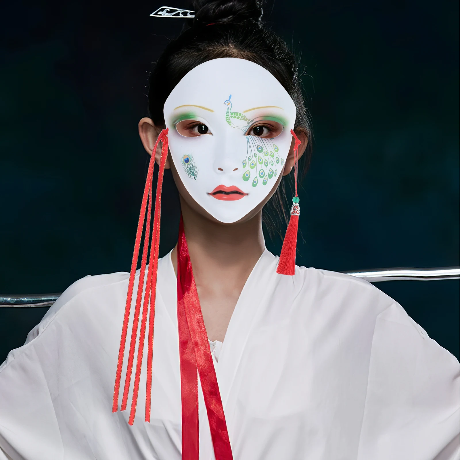 

Full Face Mask Plastic Masquerade Women Halloween Cosplay Party Accessories Chinese Style Hand Painted Adult Beauty Decorations