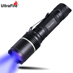 UltraFire UF-1701 365nm UV Flashlight Blacklight Resin Curing Pet Urine Banknote Detector Light Mini Portable Handheld LED Torch