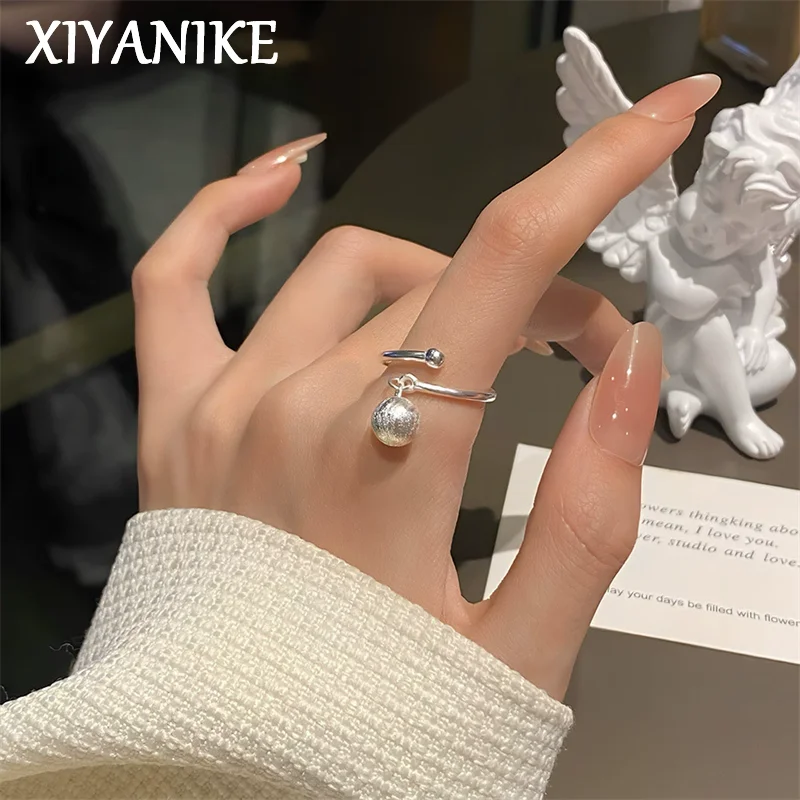 XIYANIKE Unique Scrub Ball Pendant Open Rings For Women Vintage Fashion New Jewelry Gift Party Rock Wholesale anillos