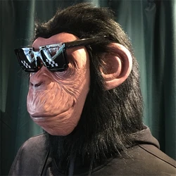 Deluxe Chimp Mask With Hair Novelty Latex Full Head Masks For Halloween Fancy Dress Party Cosplay Monkey Animal Mask