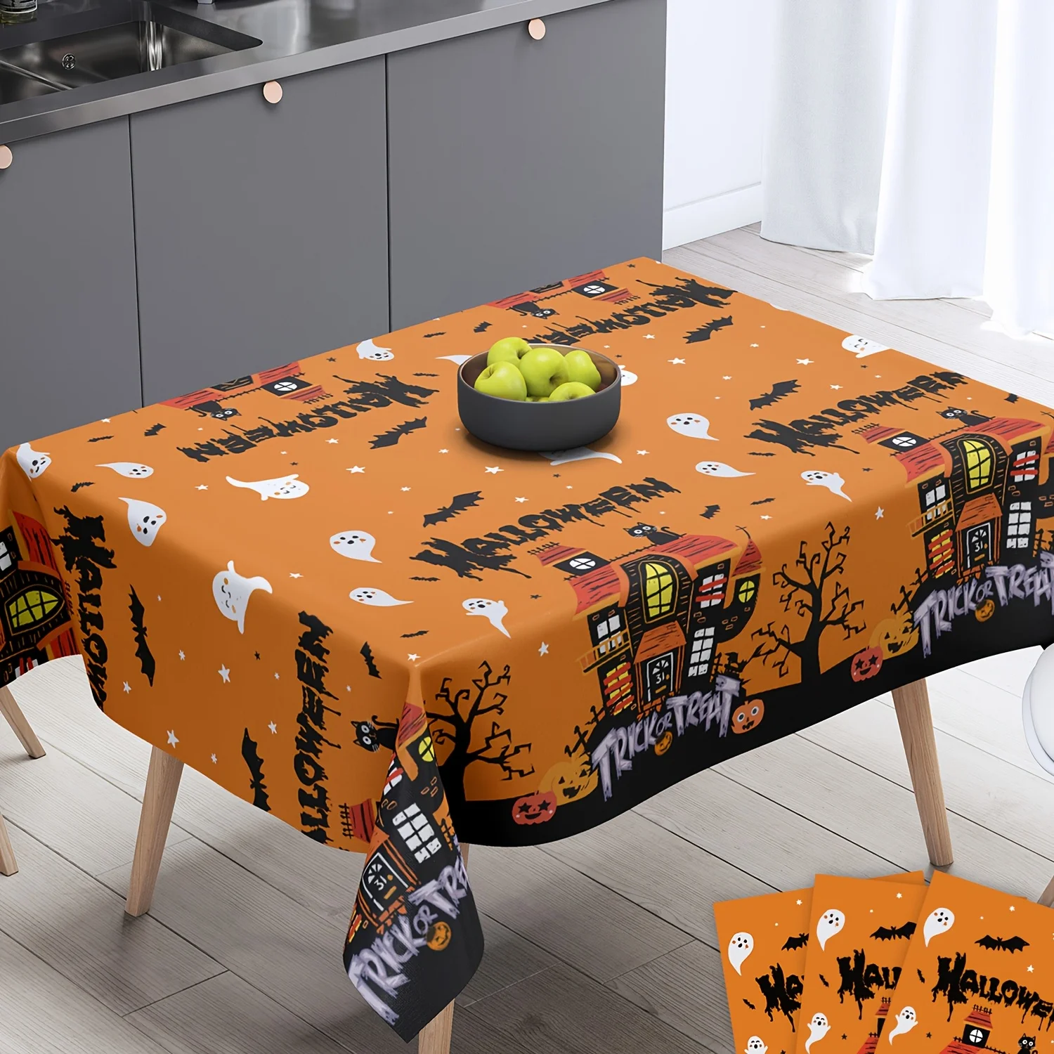 Halloween Theme Tablecloths Pumpkin Ghost Party Decorations Rectangular Plastic Table Kids Favors Table Decor Party Supplies