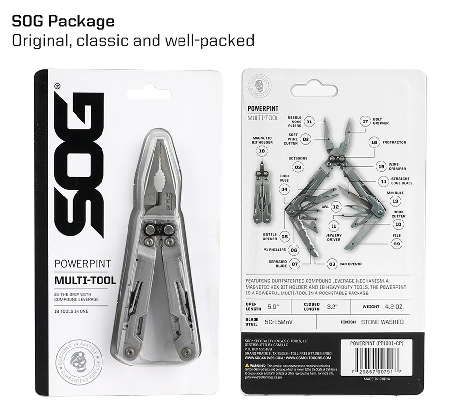 SOG PowerPint 18 in 1 Faltbare Multifunktionszange EDC Mini Multifunktions-Handwerkzeug mit Taschenmesser für Heimreparaturen, DIY und Camping – Detail 13