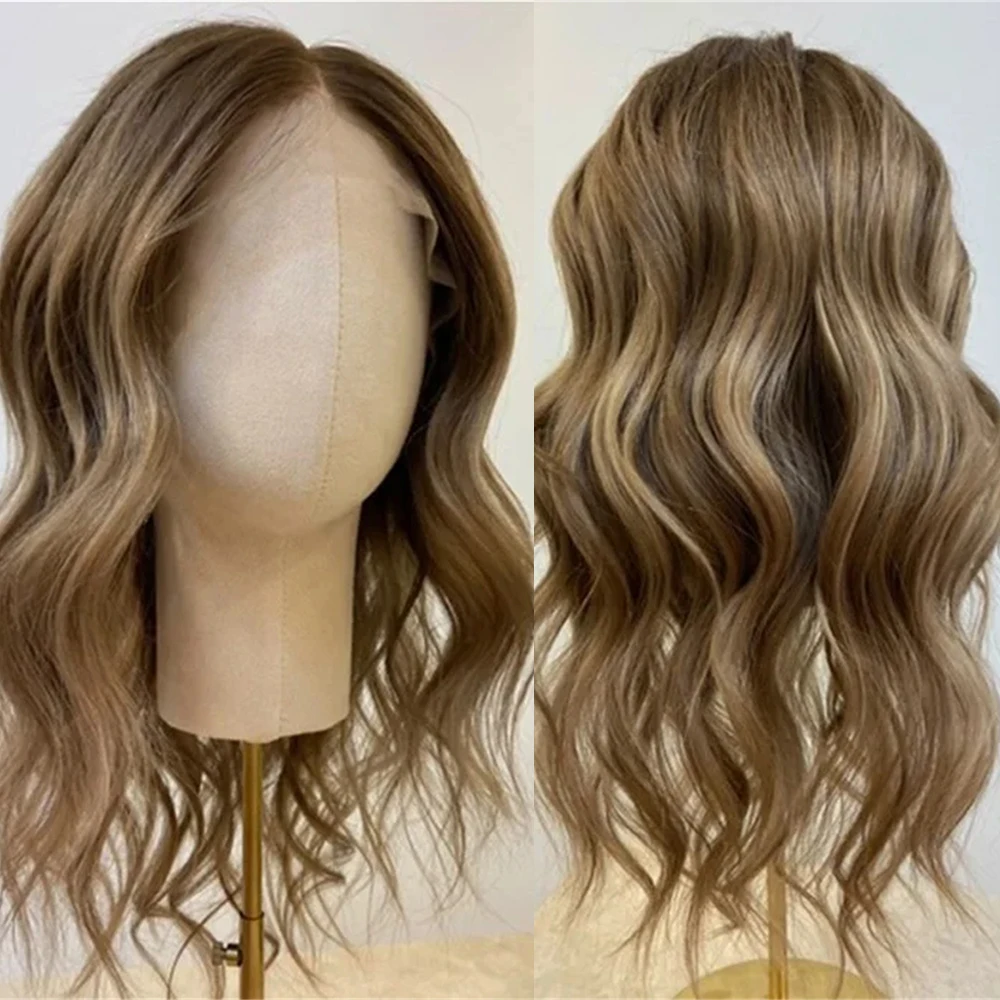 

Синтетический парик с натуральными волнами, цвет Ash Brown Blonde, с HD-кружевной передней частью, из волокна Futura, брюнетка с балаяжем, для женщин, готовый к ношению