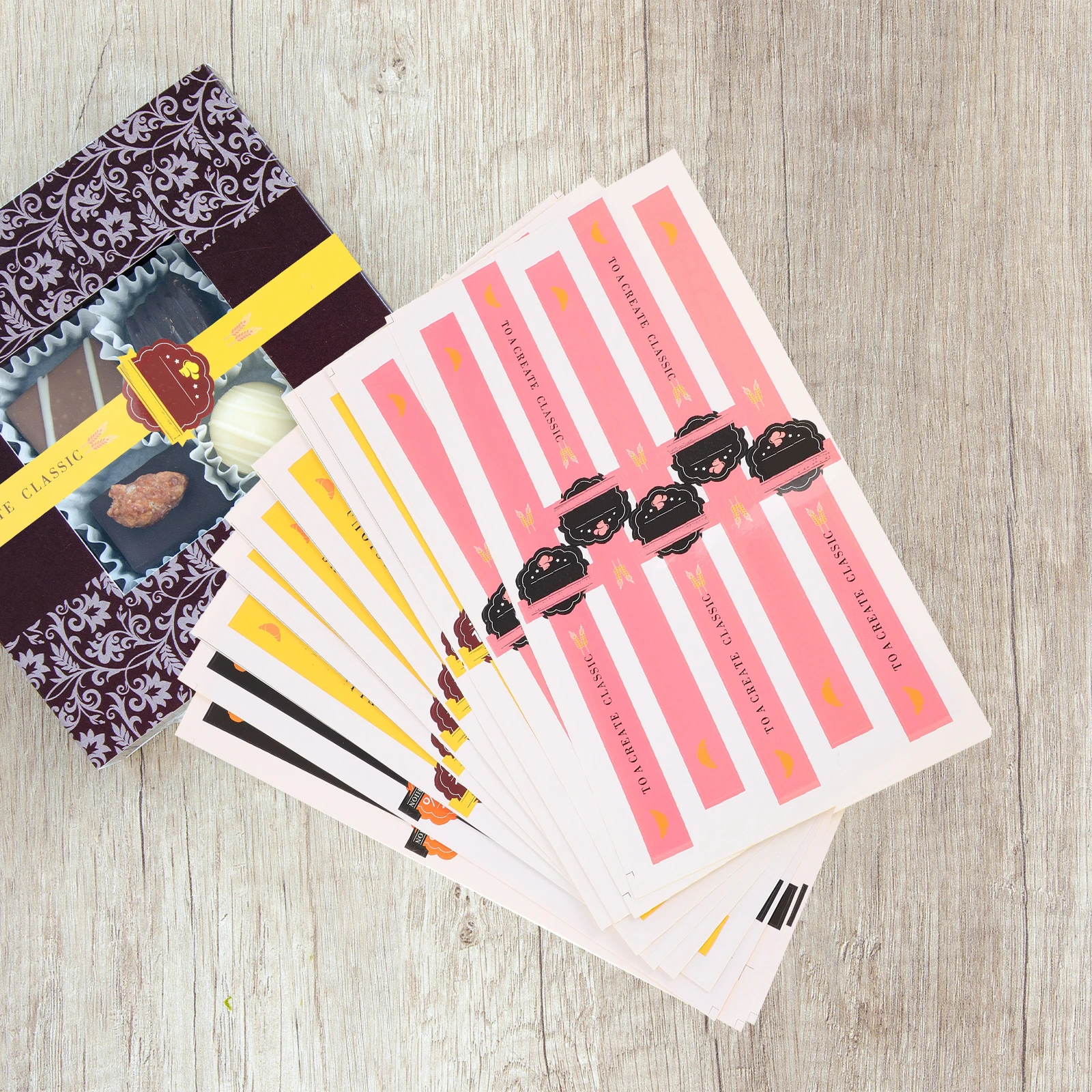 

50pcs Self Adhesive Stickers Pink Black Yellow Sealing Labels DIY Decals Paper Seal Gift Box Container Kitchen Bar Supplies