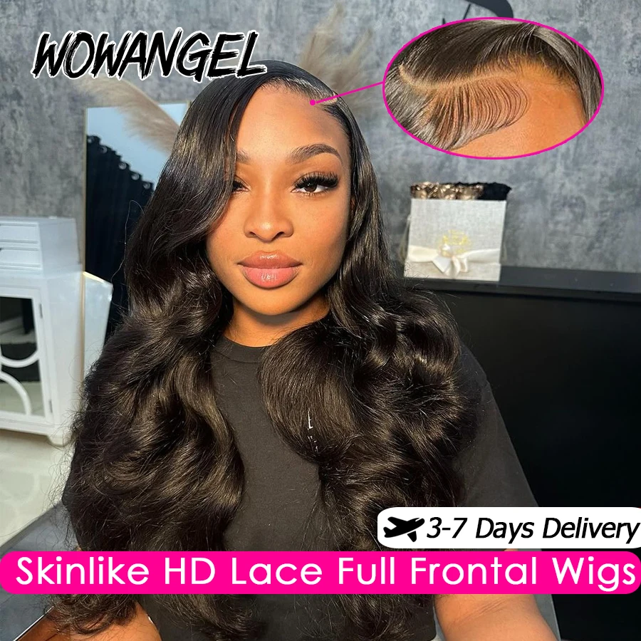 

Wow Angel 250% Human Hair Lace Frontal Wigs 13x6 HD Lace Front Body Wave Wigs Melt Skins Pre Plucked Brazilian Hair For Women