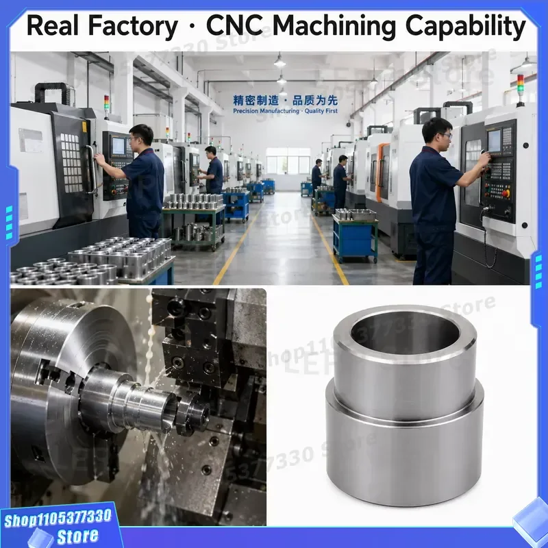 Industrial Robot Joint Assembly CNC Machined 1020 Carbon Steel Bushing Corrosion Resistant Sleeve for Heavy Duty Mechanical