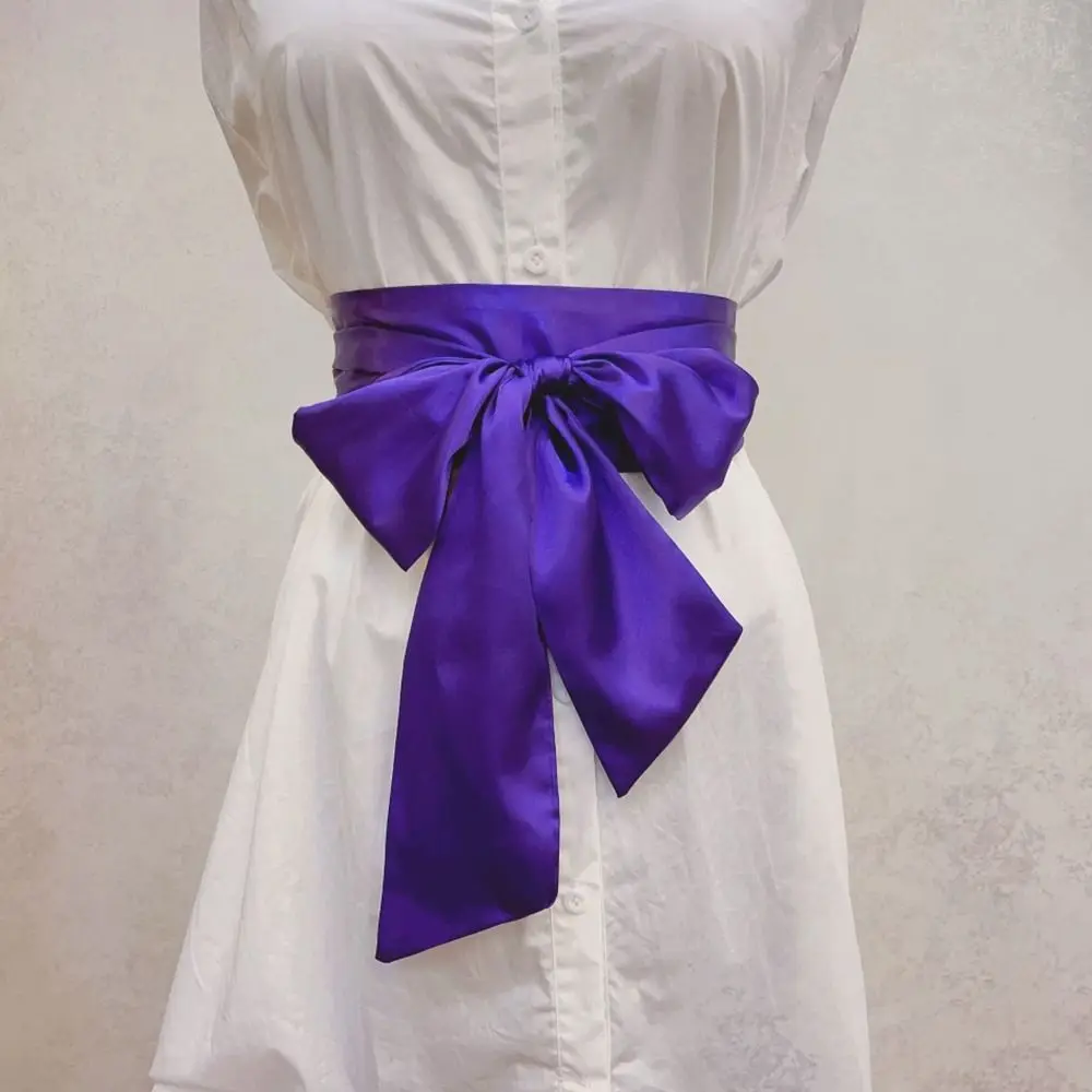 Satin Silk Bow Corset Waist Belt Wide Decorative Bowknot Fabric Ribbon Cummerbunds DIY Waist Bands For Women Lady Girl Bridal image 2