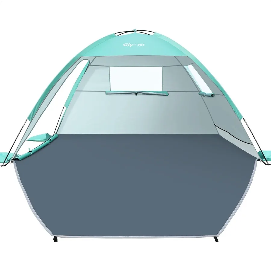 Tenda da spiaggia Riparo solare per 3 persone con protezione UV UPF 50+ Leggero e facile installazione Tettuccio parasole da spiaggia con finestre di sfiato Zipp