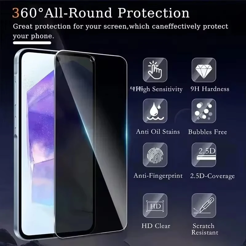 1-4 pezzi protezione dello schermo privacy per Samsung M54 M14 F42 5G M31 M30 M42 M22 M21 M11 F22 J4 Plus J6 2018 J8 2018 vetro anti-spia