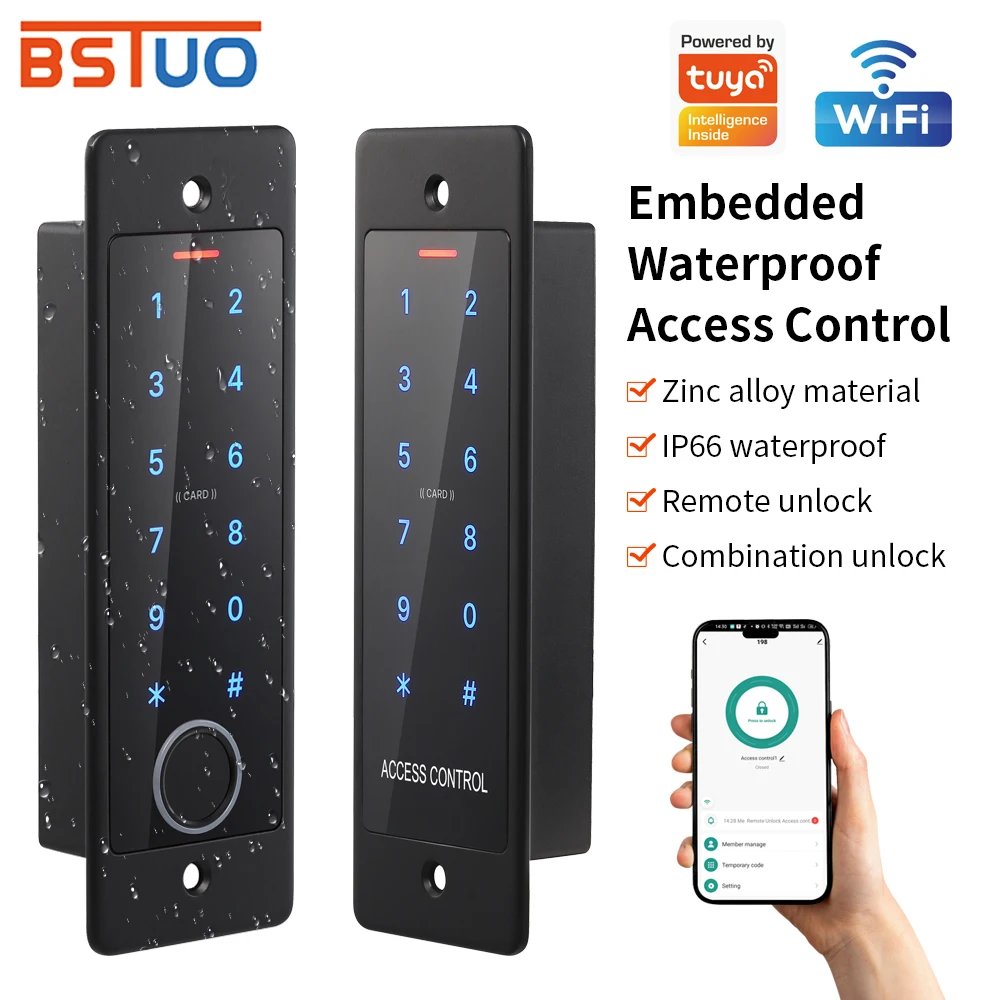 WIFI Waterproof Backlight RFID Door Access Control Keyboard Fingerprint Card Reader Embedded Metal Keypad Wiegand Controller