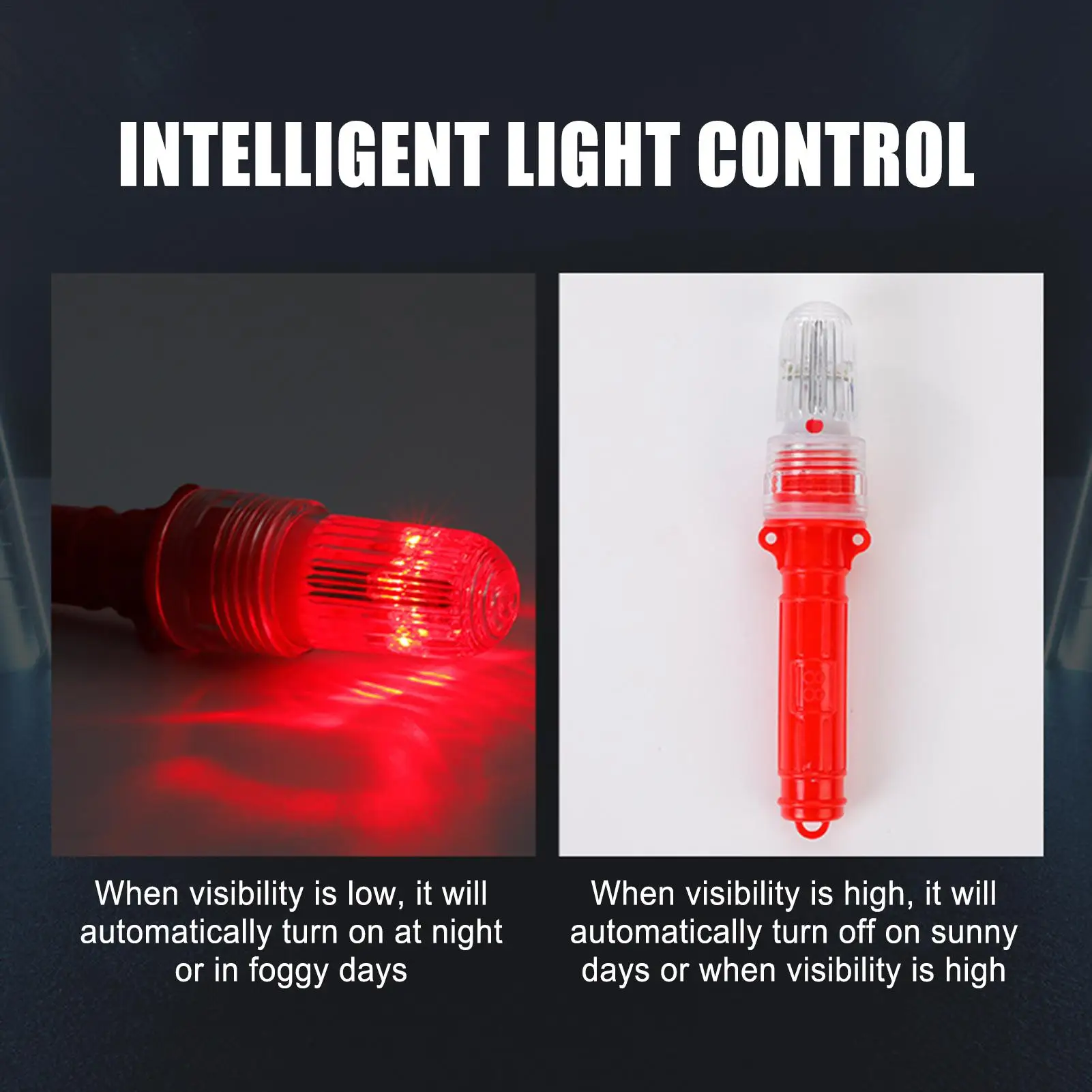 LED Flare for Boating Fishing Waterproof Safety Flares Fish Luring Tool Day Night LED Luring Light Sensing Warning Sign Boating