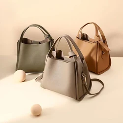 Women's High end Bucket Bag 2024 New Solid Versatile Handbags Female Commuter Shopping Travel Single Shoulder Crossbody Bags