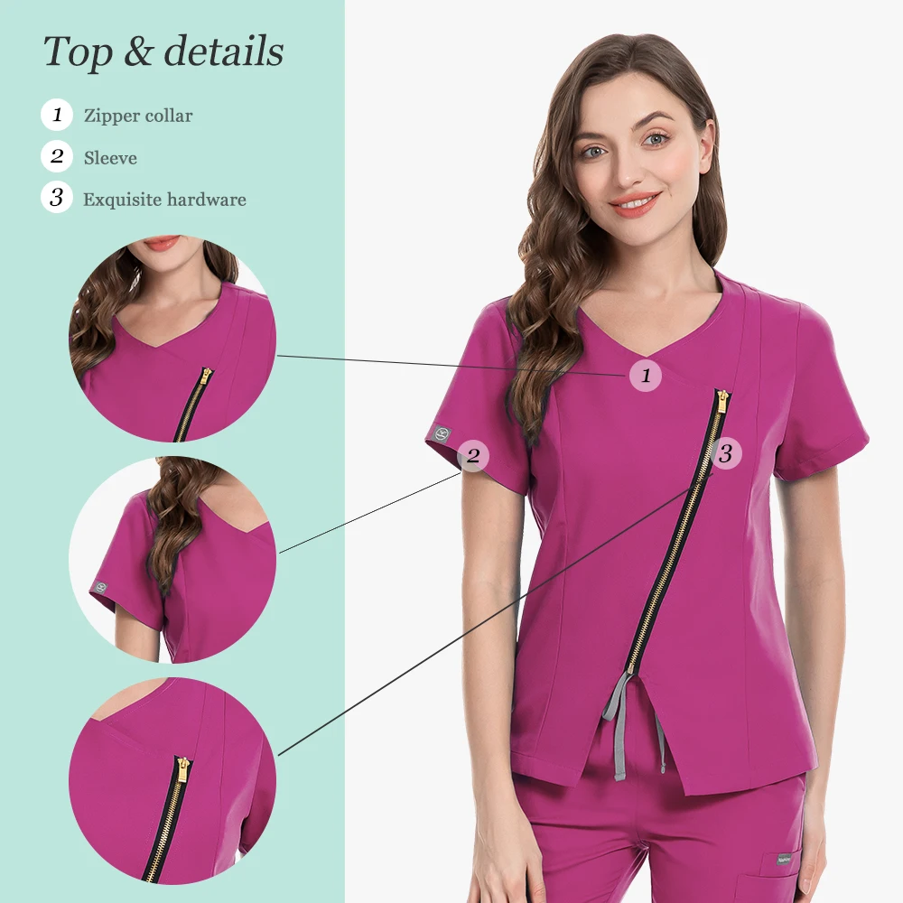 Hohe Qualität Medizinische Peelings Set Frauen Stretch Arbeit Uniformen Apotheke Peelings Tops Hosen Sets Krankenhaus Krankenschwester Uniform Zahnarzt Peeling