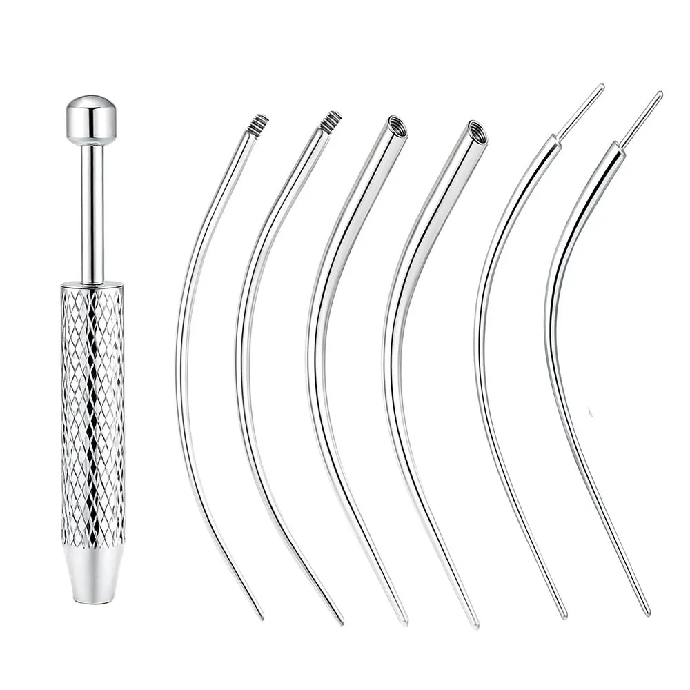 Stainless Steel Piercing Taper Tool Professional Earring Applicator Earring Applicator Piercing Kit Straight/Curved Pole
