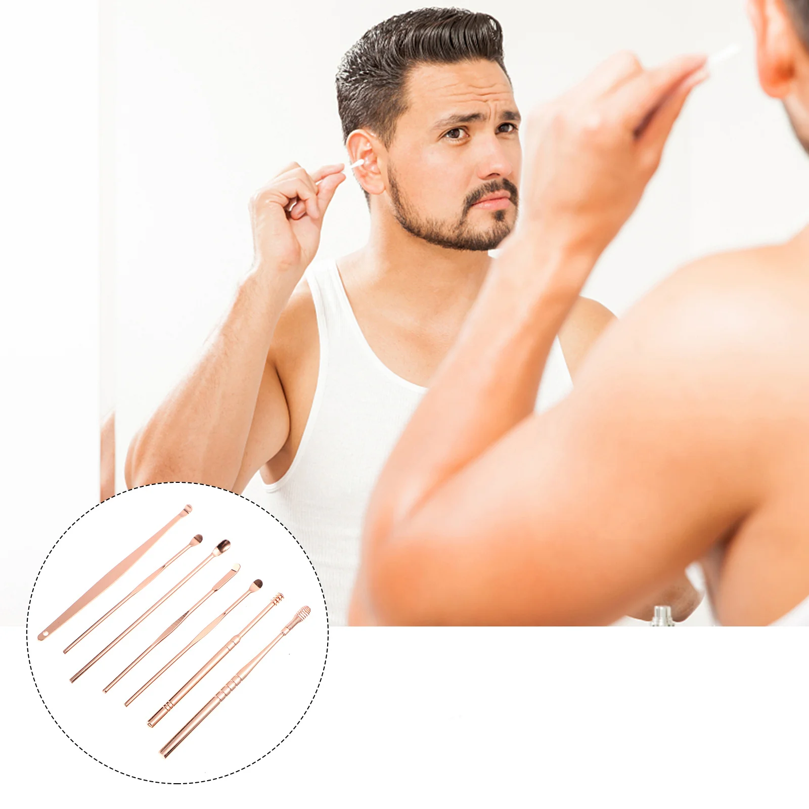 

7 шт. набор для чистки ушной серы из полированной нержавеющей стали, простые в использовании принадлежности для удаления ушной серы, портативные принадлежности для удаления ушной серы